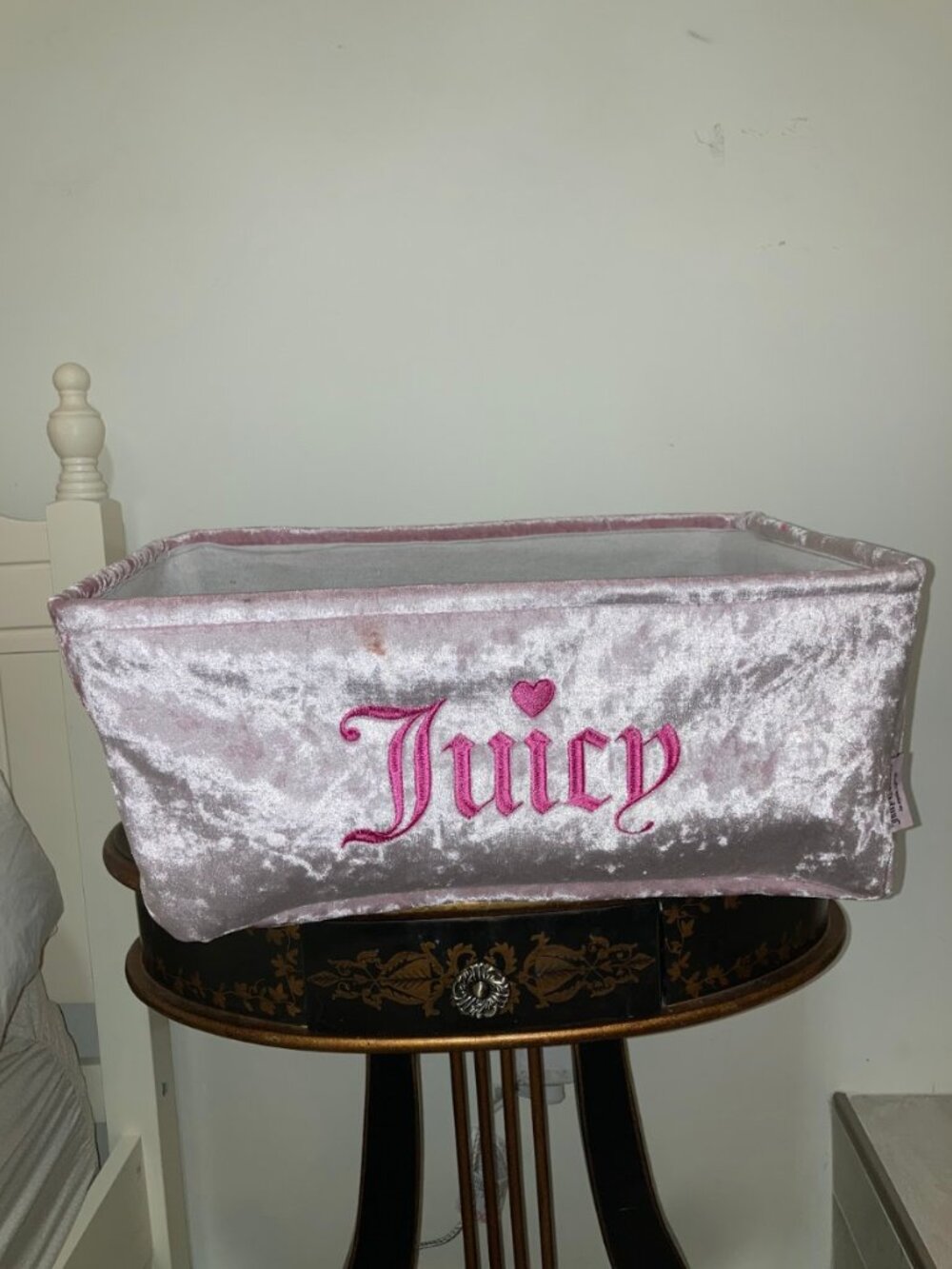 y2k Juicy Couture Pink Velvet Barbie Storage Bin Basket